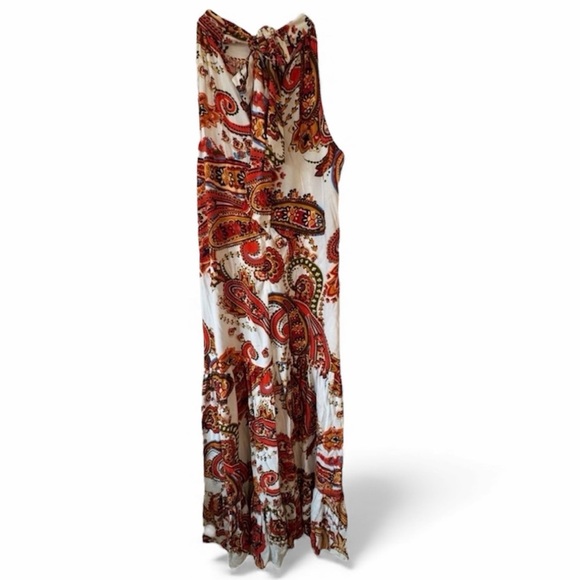 NWT Vince Camuto Ivory and Red Paisley High Neck Dress Size L - Picture 1 of 11